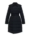 Burberry Double-breasted Kent Long Puffer Coat With Belt In Black