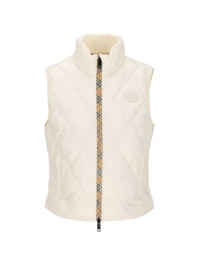Burberry Quilted Down Vest In Cream