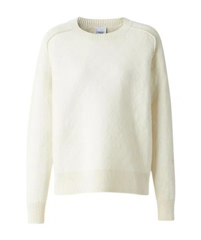 Burberry Quilted Fine-knit Jumper In White