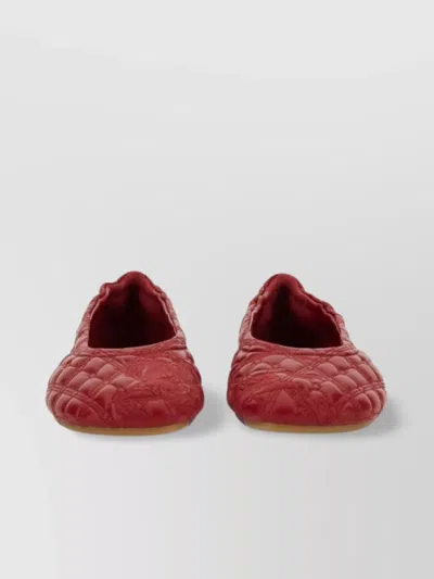 Burberry Quilted Floral Embroidery Round Toe Ballerina