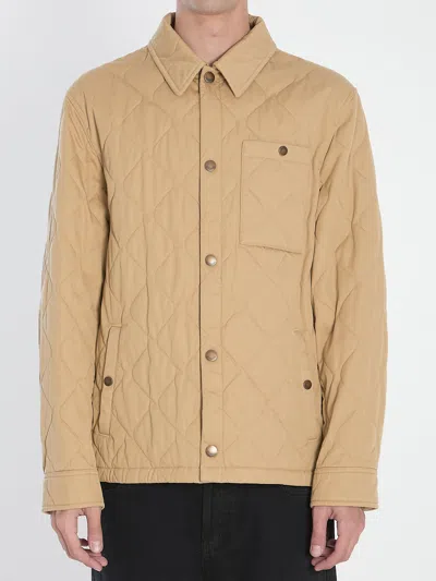 Burberry Quilted Gabardine Jacket In Burgundy