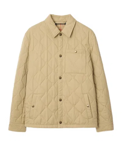 Burberry Quilted Gabardine Overshirt In Gold