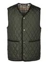 Burberry Quilted Green Gilet With Distinctive Button Closure In Black