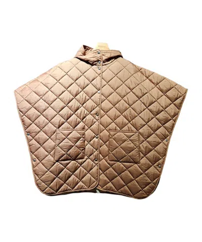 Burberry Quilted Hooded Cape In Brown
