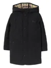 Burberry Quilted Hooded Coat In Black