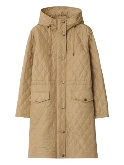 Burberry Gesteppter Kapuzenmantel In Brown