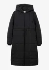 Burberry Quilted Hooded Coat In Black