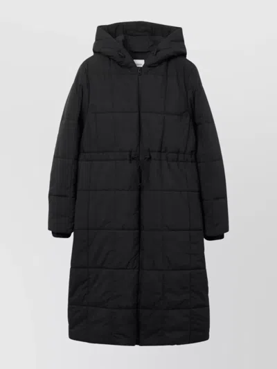 BURBERRY QUILTED HOODED COAT DRAWSTRING WAISTBAND