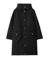 Burberry Quilted Parka Coat In Black