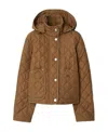 Burberry Quilted Nylon Cropped Jacket In Caramel Color