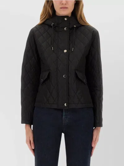 BURBERRY QUILTED HOODED JACKET FRONT POCKETS