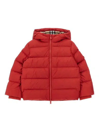 Burberry Babies' Quilted Hooded Jacket In Red