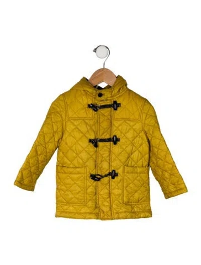 Pre-owned Burberry Babies' Quilted Hooded Jacket In Yellow