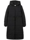Burberry Quilted Hooded Coat In Black