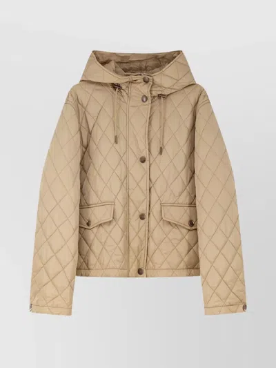BURBERRY QUILTED HOODED NYLON JACKET FEATURING POCKETS