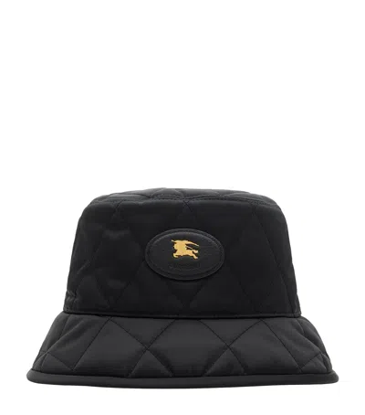 Burberry Quilted Horseshoe Bucket Hat In Black