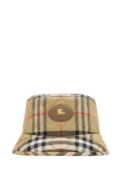 Burberry Quilted Horseshoe Bucket Hat In Brown