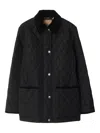 Burberry Women 'oldham' Black Quilted Jacket With Corduroy Collar In Tech Fabric Woman In Black
