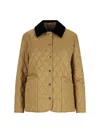 Burberry Corduroy-collar Diamond-quilted Jacket In Brown