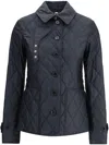 Burberry Quilted Nylon Jacket With Check Lining In Blue