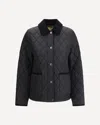 Burberry Oldham Black Quilted Jacket With Corduroy Collar In Tech Fabric Woman In Black
