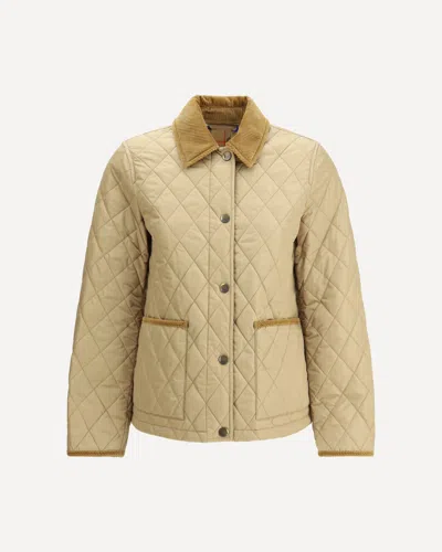Burberry Cotton-corduroy-trimmed Quilted Shell Jacket In Brown