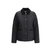 Burberry Oldham Black Quilted Jacket With Corduroy Collar In Tech Fabric Woman In Black