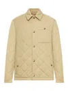 Burberry Collared Quilted Jacket Front Pocket In Neutral