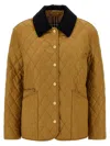 Burberry Corduroy-collar Diamond-quilted Jacket In Orange