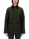 Burberry Quilted Jacket Corduroy Collar Casual In Green