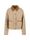 Burberry Cropped Beige Quilted Nylon Jacket Women