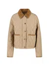 Burberry Cropped Beige Quilted Nylon Jacket Women