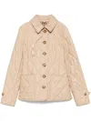Burberry Beige Single-breasted Down Jacket With Quilted Texture In Stretch Fabric Woman In Brown