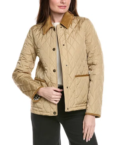 Burberry Quilted Jacket With Snap Front And Corduroy Collar In Neutral