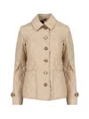 Burberry Quilted And Folded Collar Cotton Dress In Beige