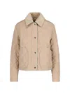 Burberry Lanford Short Quilted Nylon Jacket In Beige