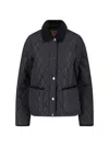 Burberry Oldham Black Quilted Jacket With Corduroy Collar In Tech Fabric Woman In Black