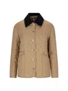 Burberry Corduroy-trimmed Quilted Shell Jacket In Brown