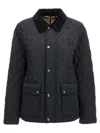 Burberry Women 'oldham' Black Quilted Jacket With Corduroy Collar In Tech Fabric Woman
