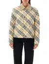 Burberry Cropped Check Quilted Barn Jacket In Grain Ip Check