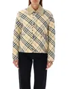 Burberry Cropped Check Quilted Barn Jacket In Grain Ip Check