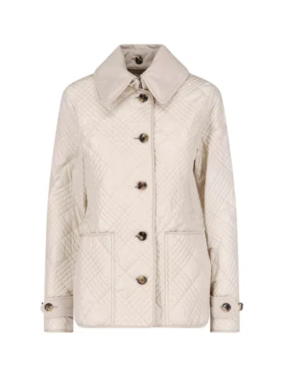 Burberry Quilted Jacket "fernleigh" In Cream