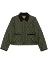 Burberry Cropped Quilted Jacket In Green