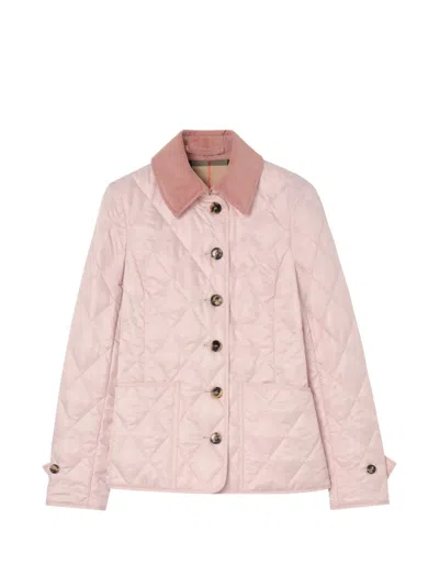 Burberry Fernleigh Quilted Slim Jacket In Pink