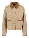 Burberry Cotton-corduroy-trimmed Quilted Shell Jacket In Neutral