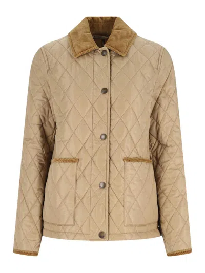 Burberry Cropped Quilted Nylon Jacket In Brown