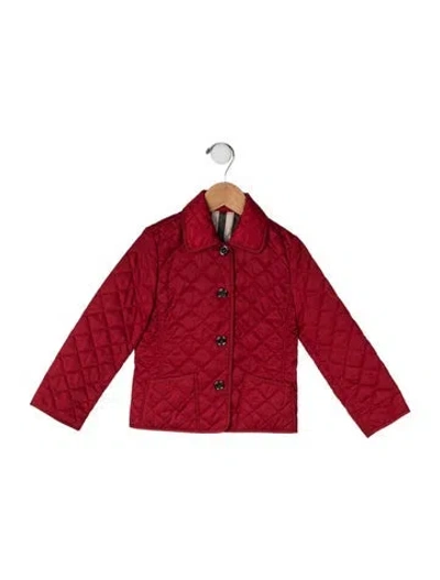 Pre-owned Burberry Babies' Quilted Jacket In Red
