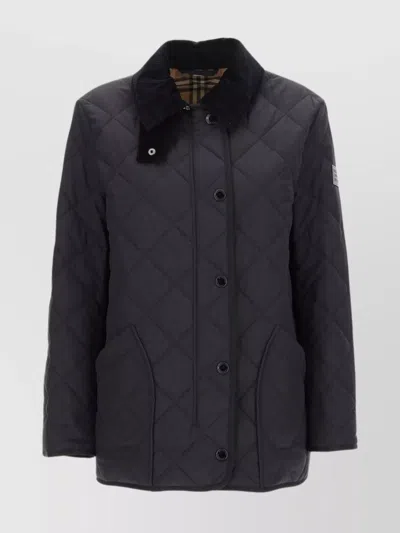 Burberry Quilted Jacket Side Pockets In Gray
