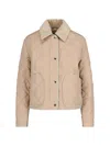 Burberry Lanford Short Quilted Nylon Jacket In Soft Fawn