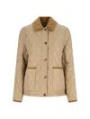 Burberry Doreset Diamond-quilted Jacket In Neutral